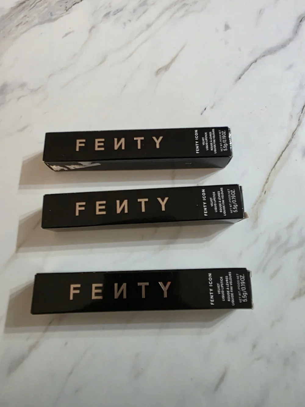 Fenty Beauty Velvet Liquid Lipstick in Black Box with Rose Gold Logo